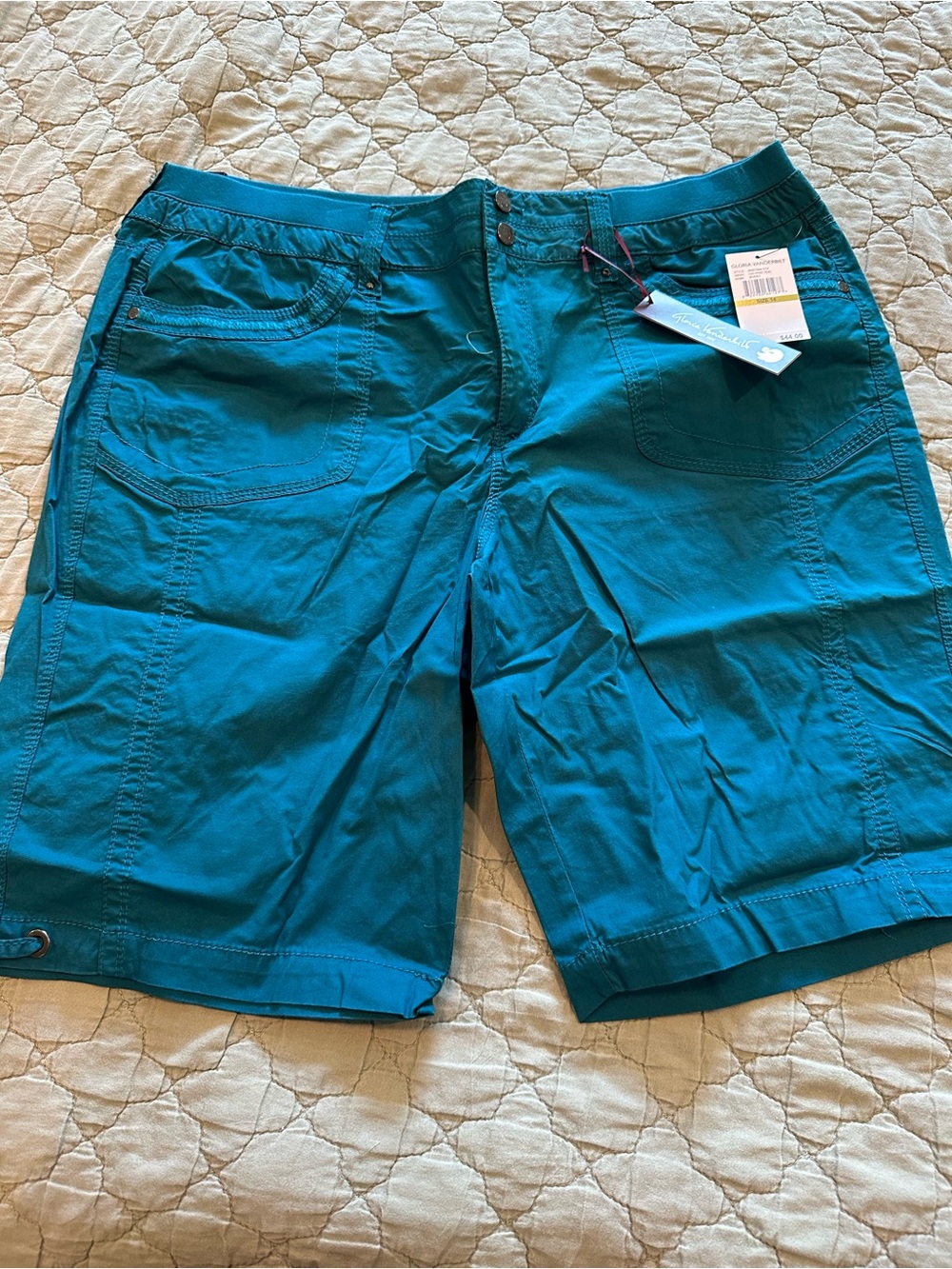 Gloria Vanderbilt Teal Flat Front Bermuda Shorts